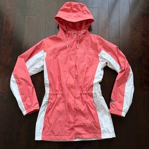 Columbia Jacket Women Size Small Pink Rain Coat Omni Tech Waterproof Hike Hood